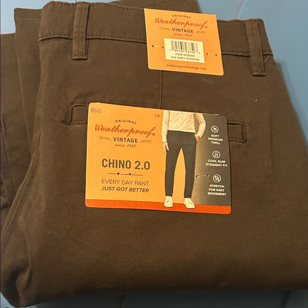 Weatherproof Vintage Men's Dark Brown Chino Pants
